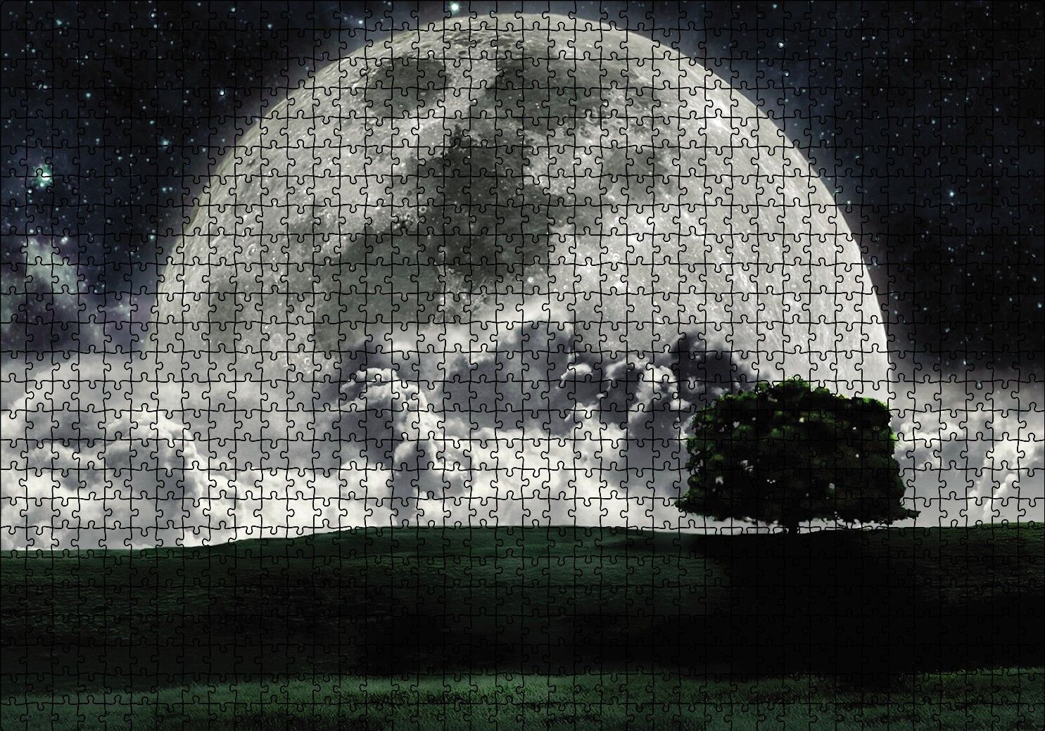 Doğa Gecede Ay Güzelliği Puzzle Yapboz MDF Ahşap 1000 Parça 49 cm X 68 cm