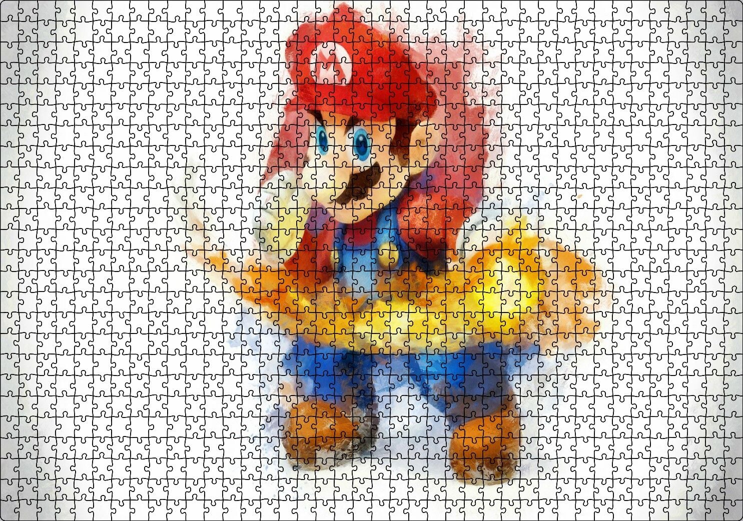 Super Mario Çizim Puzzle Yapboz MDF Ahşap 1000 Parça 49 cm X 68 cm