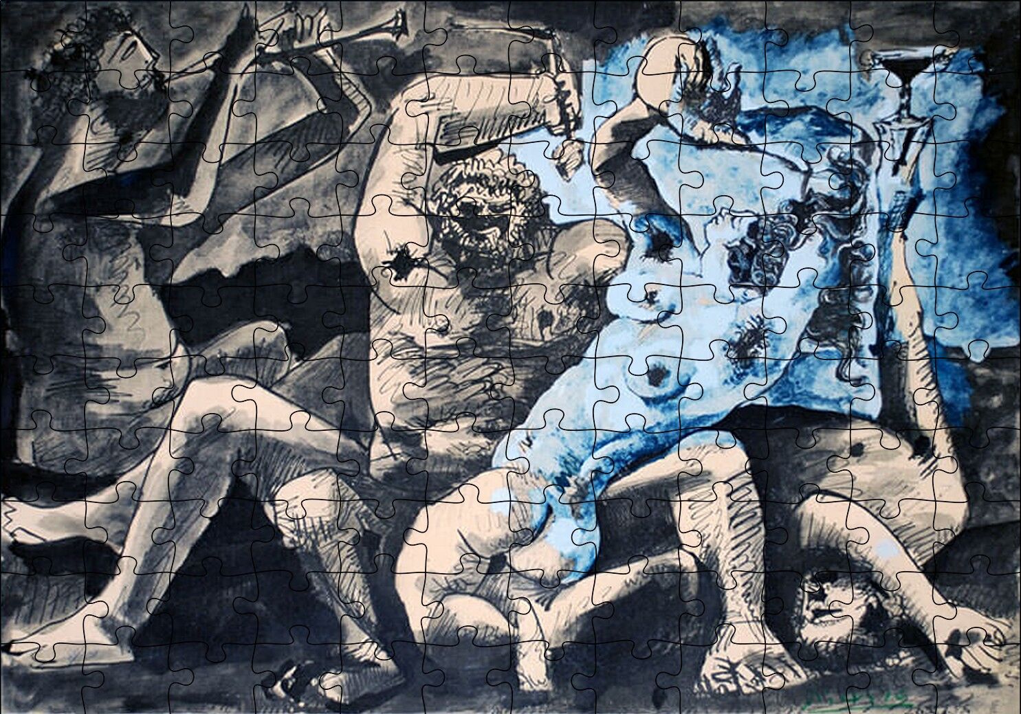 Bacchanale, 1955 by Pablo Picasso Puzzle Yapboz MDF Ahşap 120 Parça 24 cm X 34 cm