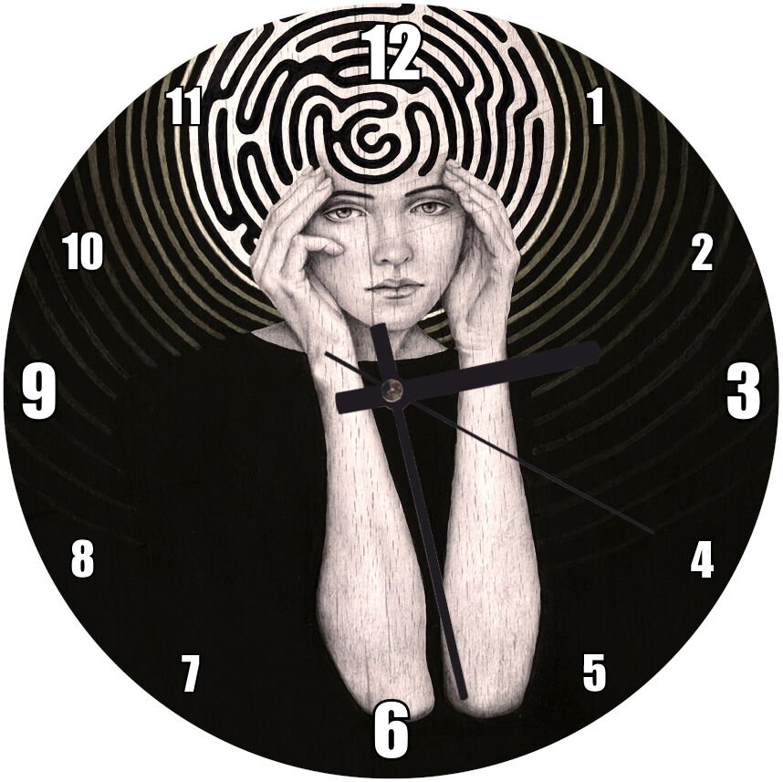 Modern Sanat Kadın Zihni  Mdf Ahşap Duvar Saati