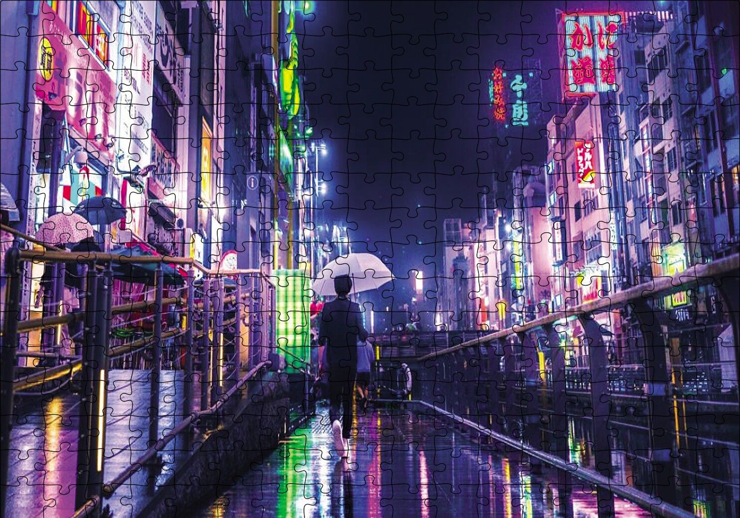 Gecede Uzak Doğu Şehri Puzzle Yapboz MDF Ahşap 255 Parça 34 cm X 49 cm