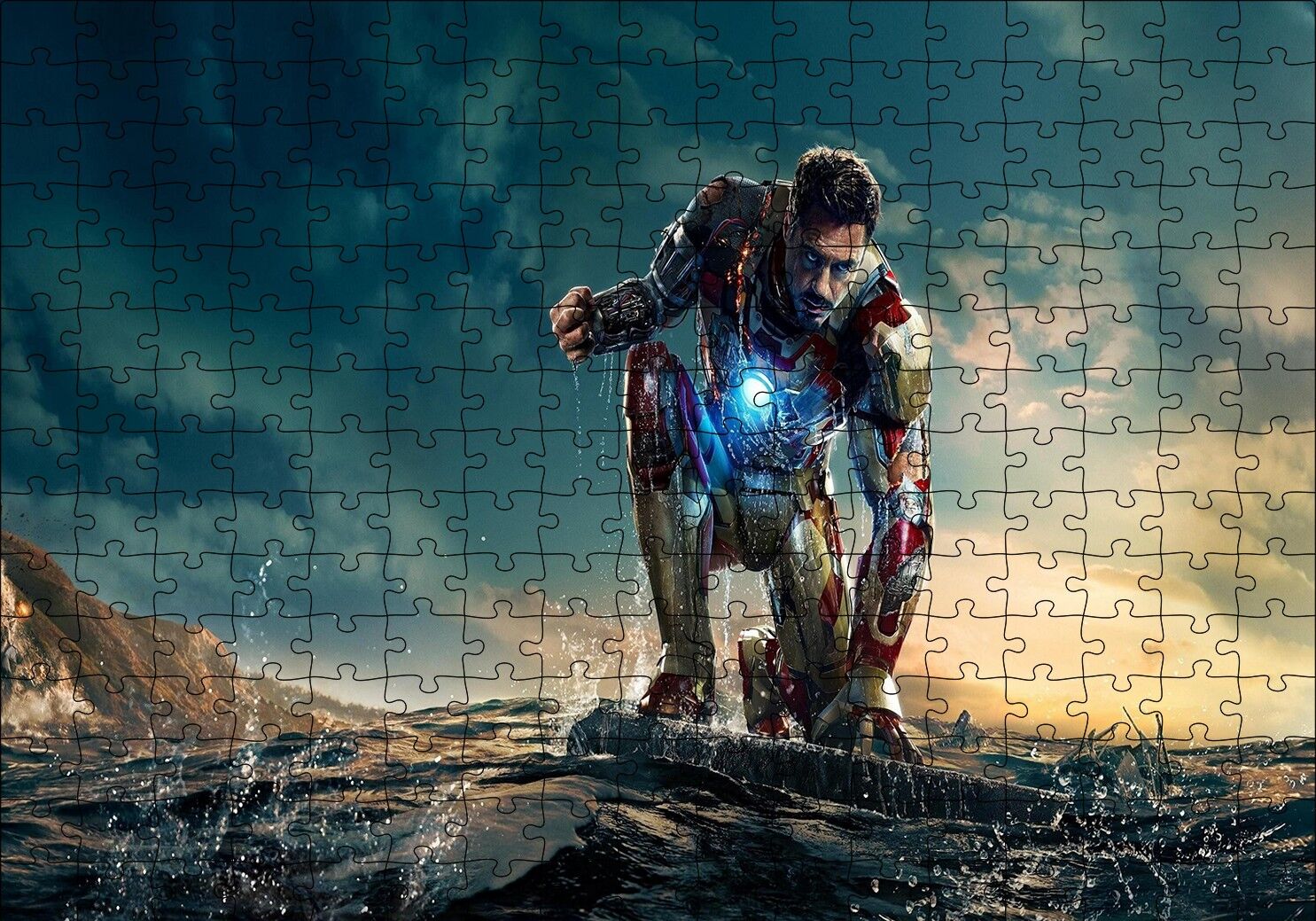 Tony Stark Ayağa Kalkıyor Puzzle Yapboz MDF Ahşap 255 Parça 34 cm X 49 cm