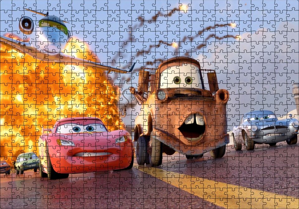 Disney Cars Şimşek McQueen ve Mater Puzzle Yapboz MDF Ahşap 500 Parça 49 cm X 68 cm