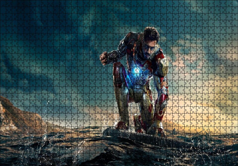 Tony Stark Ayağa Kalkıyor Puzzle Yapboz MDF Ahşap 1000 Parça 49 cm X 68 cm