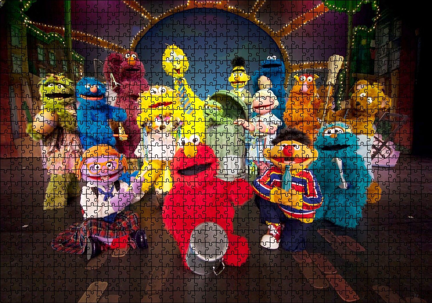 Susam Sokağı Karakterler Görseli Puzzle Yapboz MDF Ahşap 1000 Parça 49 cm X 68 cm