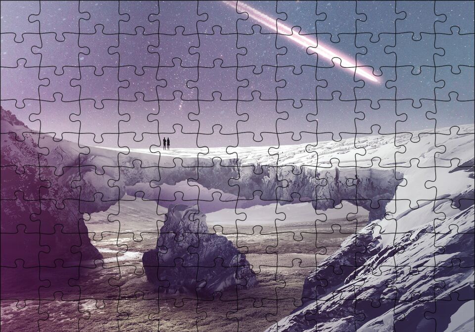 Gelecek Yıldızlar Dünya Dışı Gezegen Puzzle Yapboz MDF Ahşap 120 Parça 24 cm X 34 cm