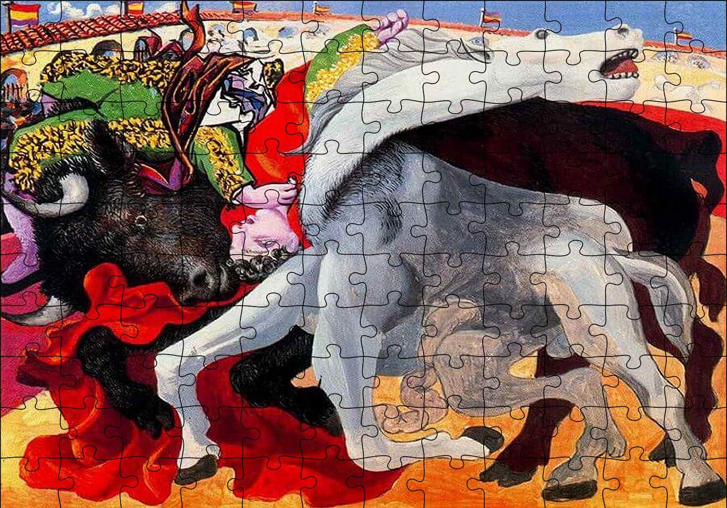 Bullfight Death of the Toreador, 1933 by Picasso Puzzle Yapboz MDF Ahşap 120 Parça 24 cm X 34 cm