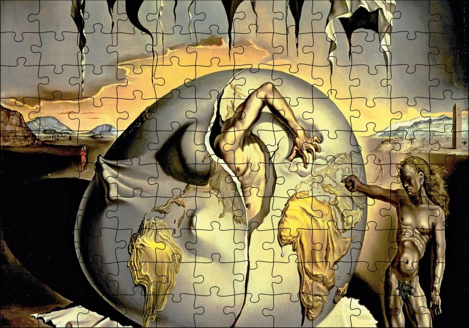 Salvador Dali Yeni İnsanın Doğuşunu İzleyen Jeopolitik Çocuk Görseli Puzzle Yapboz MDF Ahşap