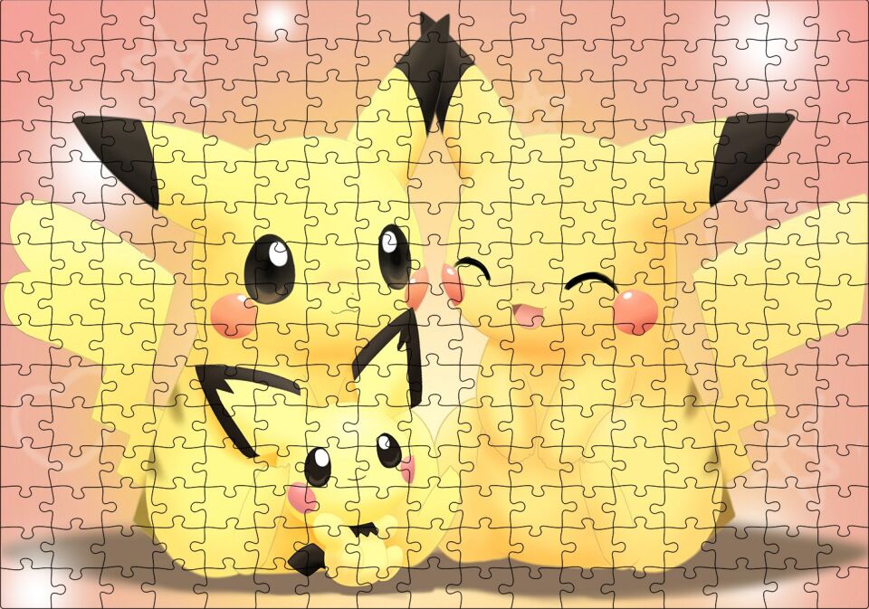 Gerçekten Sevimli Pichu Görseli Puzzle Yapboz MDF Ahşap 255 Parça 34 cm X 49 cm
