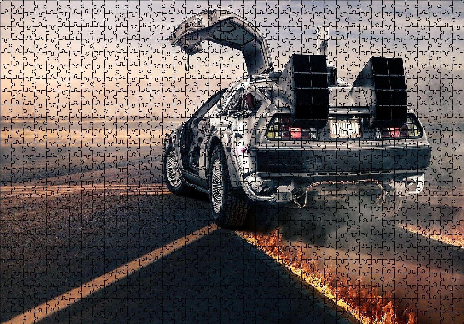 Geleceğe Dönüş Delorean'ın Dönüşü Puzzle Yapboz MDF Ahşap 1000 Parça 49 cm X 68 cm