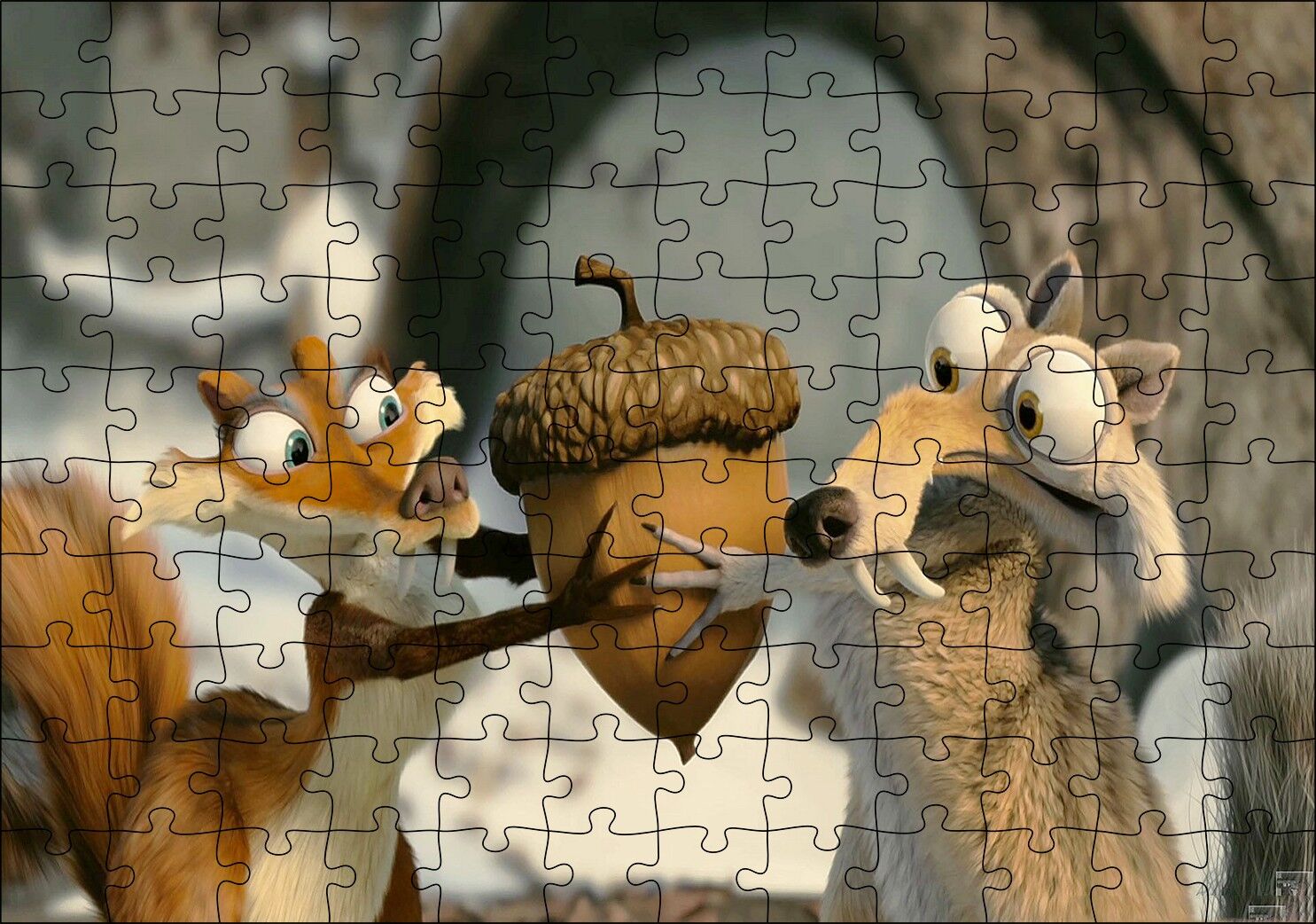 Sincap Scrat İle Fındık Toplamaca Görseli Puzzle Yapboz MDF Ahşap