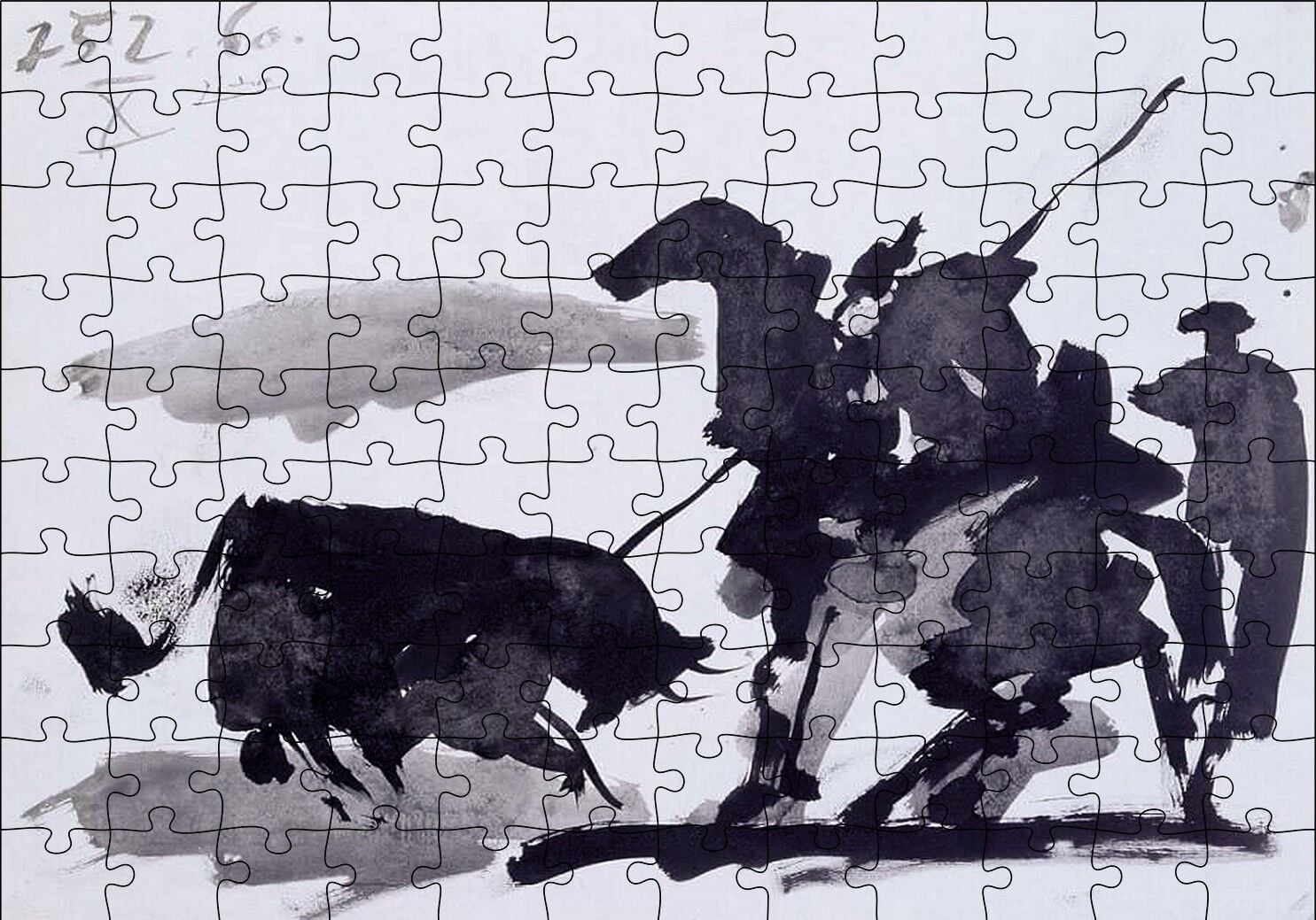 Bullfight Scene, 1960 by Pablo Picasso Puzzle Yapboz MDF Ahşap 120 Parça 24 cm X 34 cm