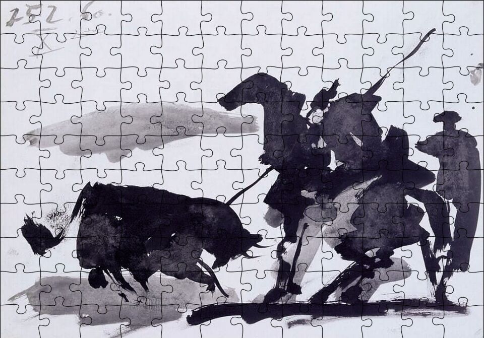 Bullfight Scene, 1960 by Pablo Picasso Puzzle Yapboz MDF Ahşap 120 Parça 24 cm X 34 cm