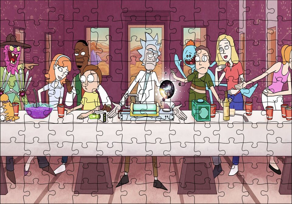 Son Akşam Rick Ve Morty Görseli Puzzle Yapboz MDF Ahşap