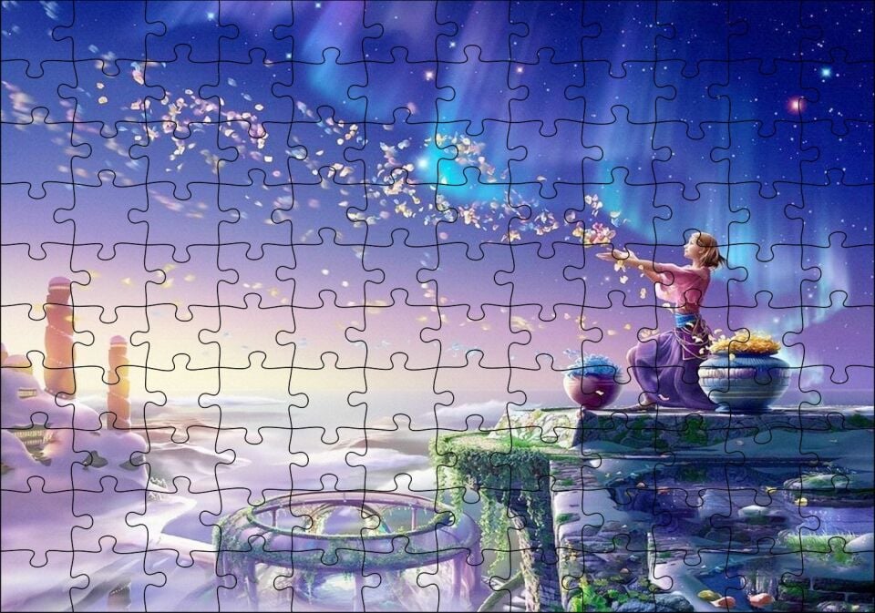 Perisi ve Saçtığı Çiçekler Puzzle Yapboz MDF Ahşap