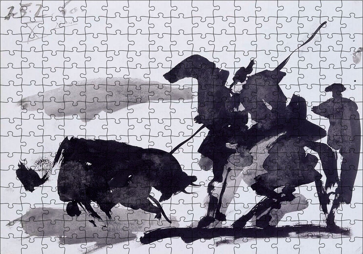 Bullfight Scene, 1960 by Pablo Picasso Puzzle Yapboz MDF Ahşap 255 Parça 34 cm X 49 cm
