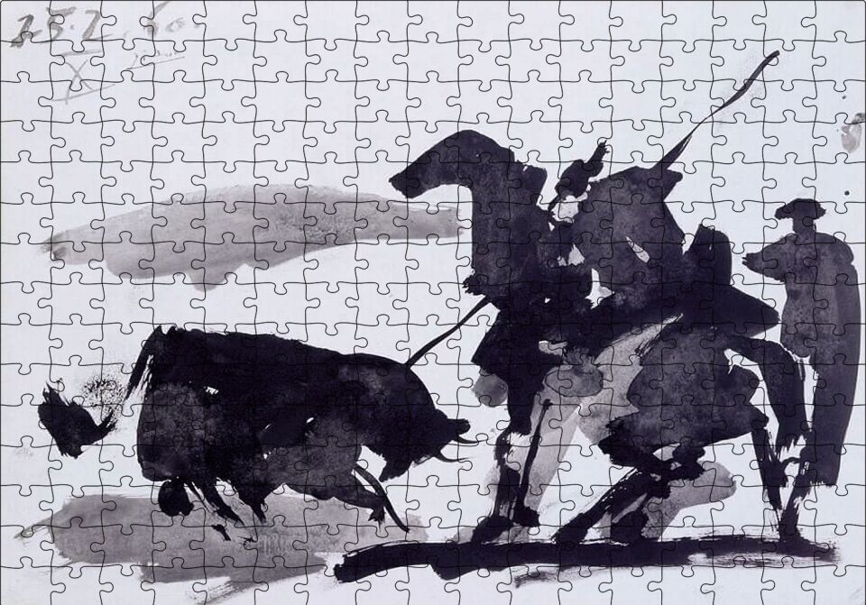 Bullfight Scene, 1960 by Pablo Picasso Puzzle Yapboz MDF Ahşap 255 Parça 34 cm X 49 cm