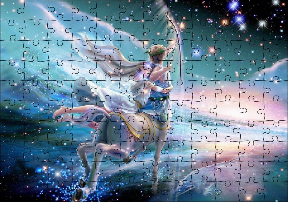 Perisi ve Yay Burcu Görseli Puzzle Yapboz MDF Ahşap