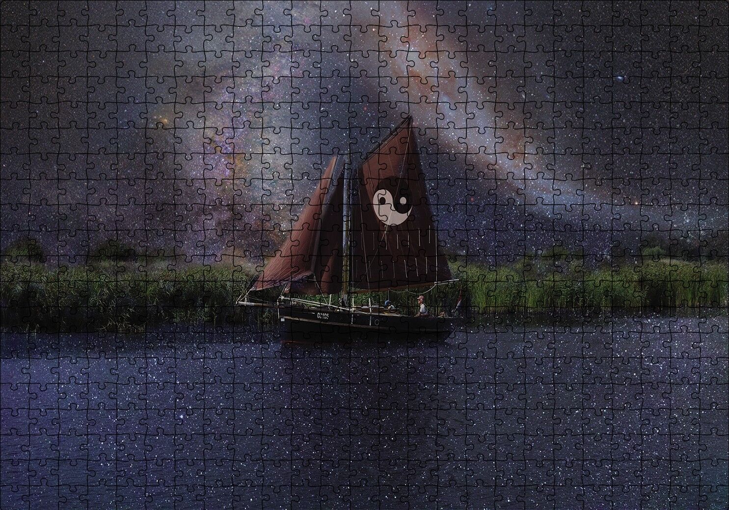 Denge İşaretli Yelkenli Gemi Puzzle Yapboz MDF Ahşap 500 Parça 49 cm X 68 cm