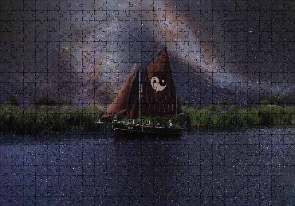 Denge İşaretli Yelkenli Gemi Puzzle Yapboz MDF Ahşap 500 Parça 49 cm X 68 cm