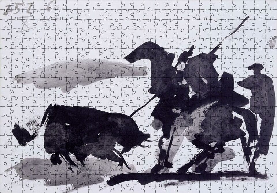 Bullfight Scene, 1960 by Pablo Picasso Puzzle Yapboz MDF Ahşap 500 Parça 49 cm X 68 cm
