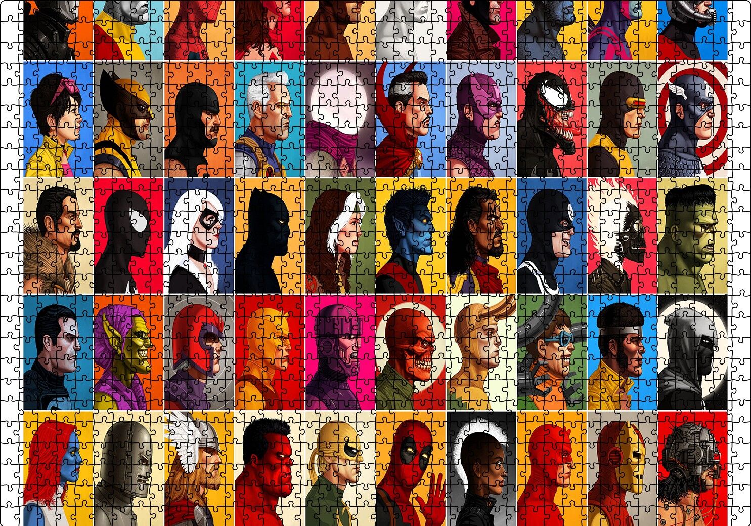 Tüm Süper Kahramanlar Vesikalık Puzzle Yapboz MDF Ahşap 1000 Parça 49 cm X 68 cm