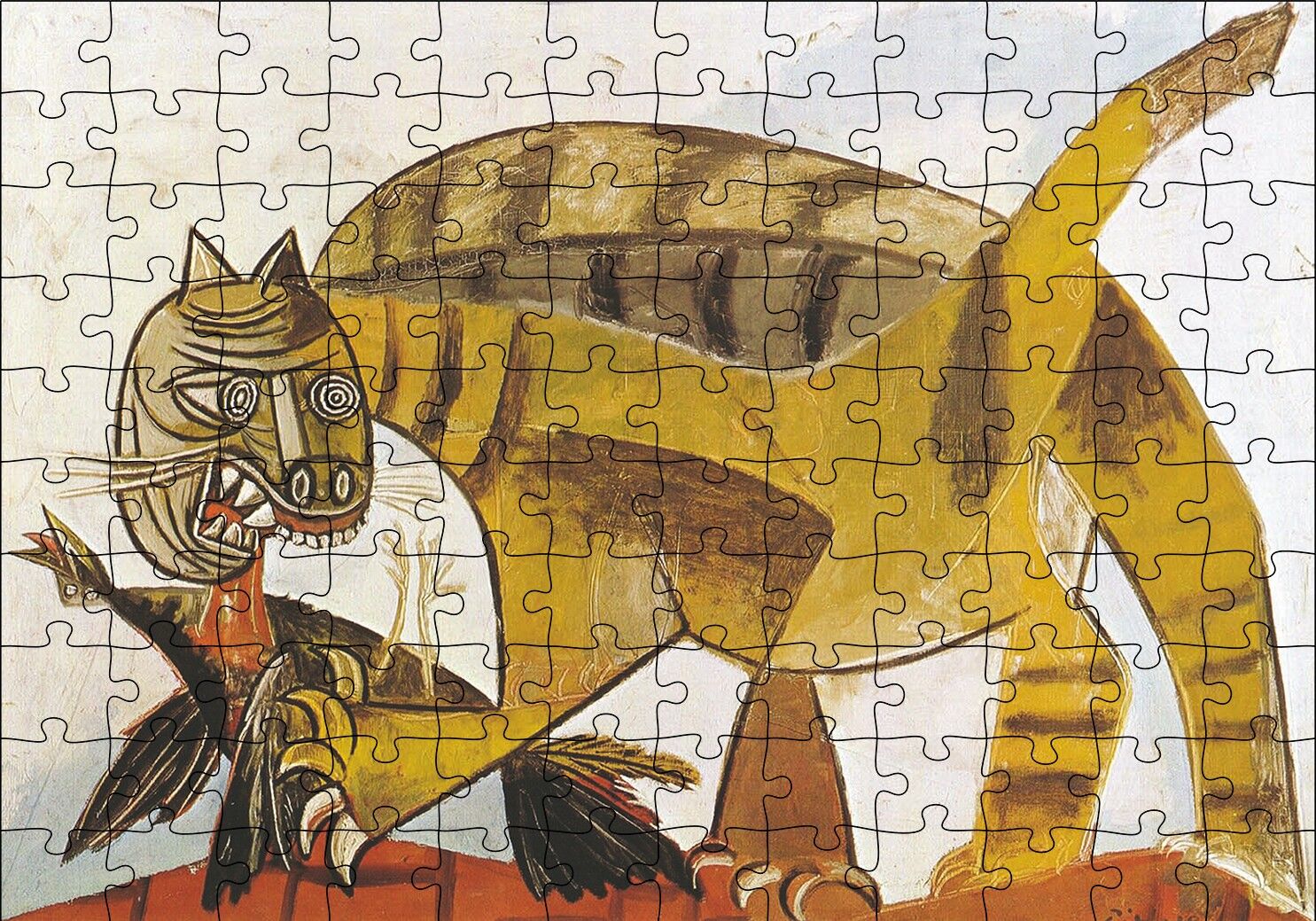 Cat Catching a Bird, 1939 by Pablo Picasso Puzzle Yapboz MDF Ahşap 120 Parça 24 cm X 34 cm