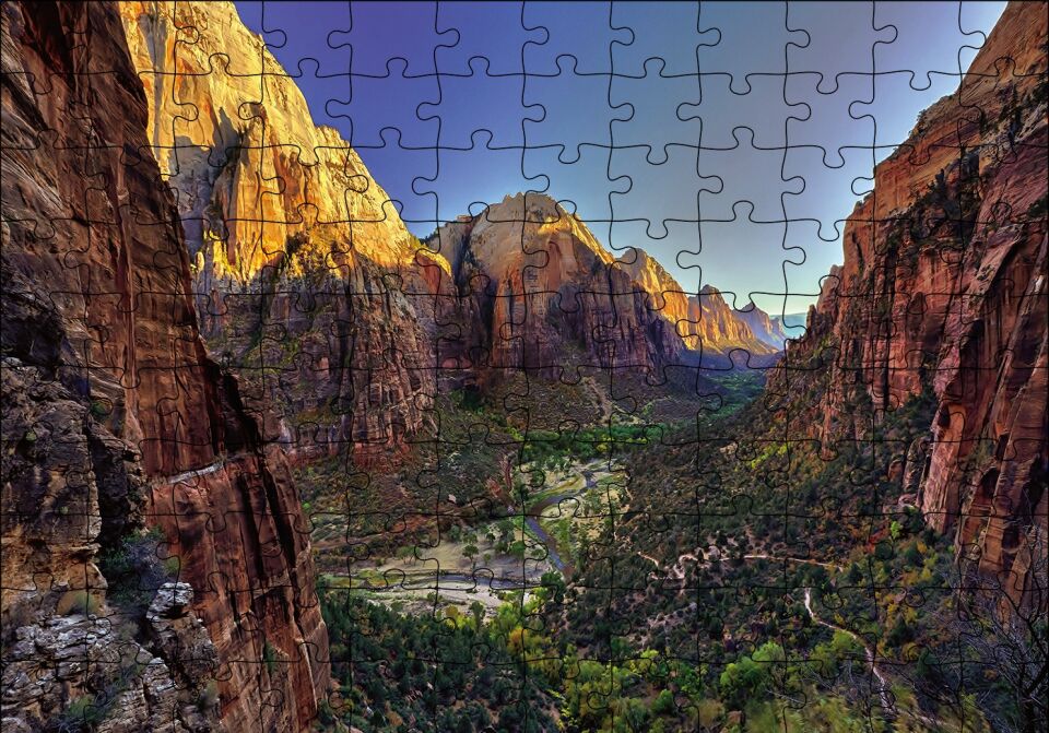 Dağlar Arasındaki Vadi Dere Puzzle Yapboz MDF Ahşap