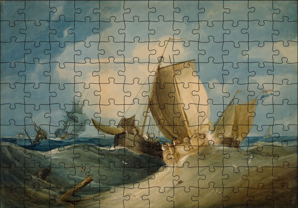 Dev Dalgalardaki Gemiler Puzzle Yapboz MDF Ahşap