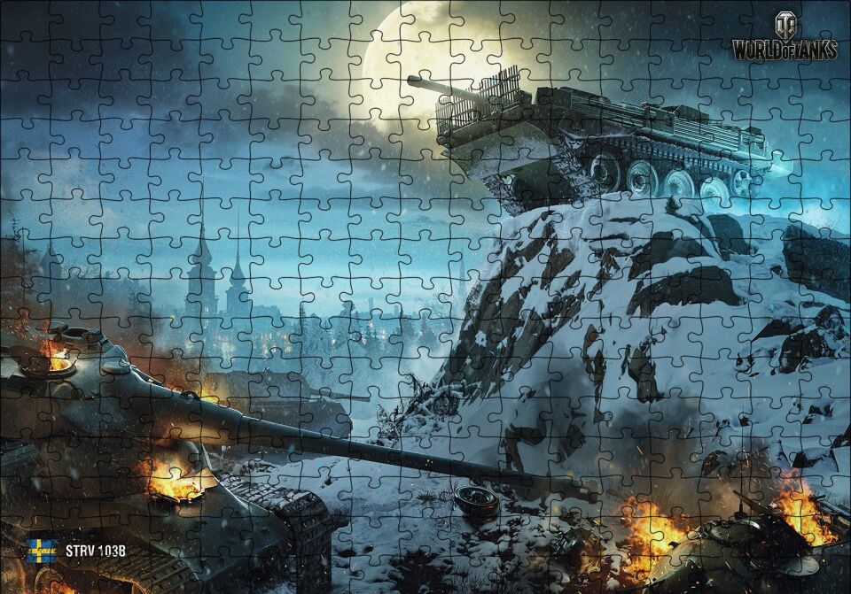 World of Tanks İsveç Tank Destroyeri Puzzle Yapboz MDF Ahşap 255 Parça 34 cm X 49 cm