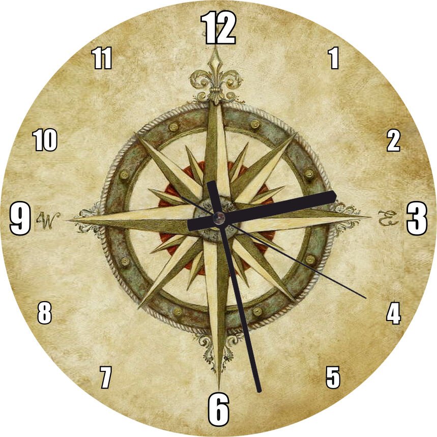 Sanatsal Pusula Çizimi   Mdf Ahşap Duvar Saati