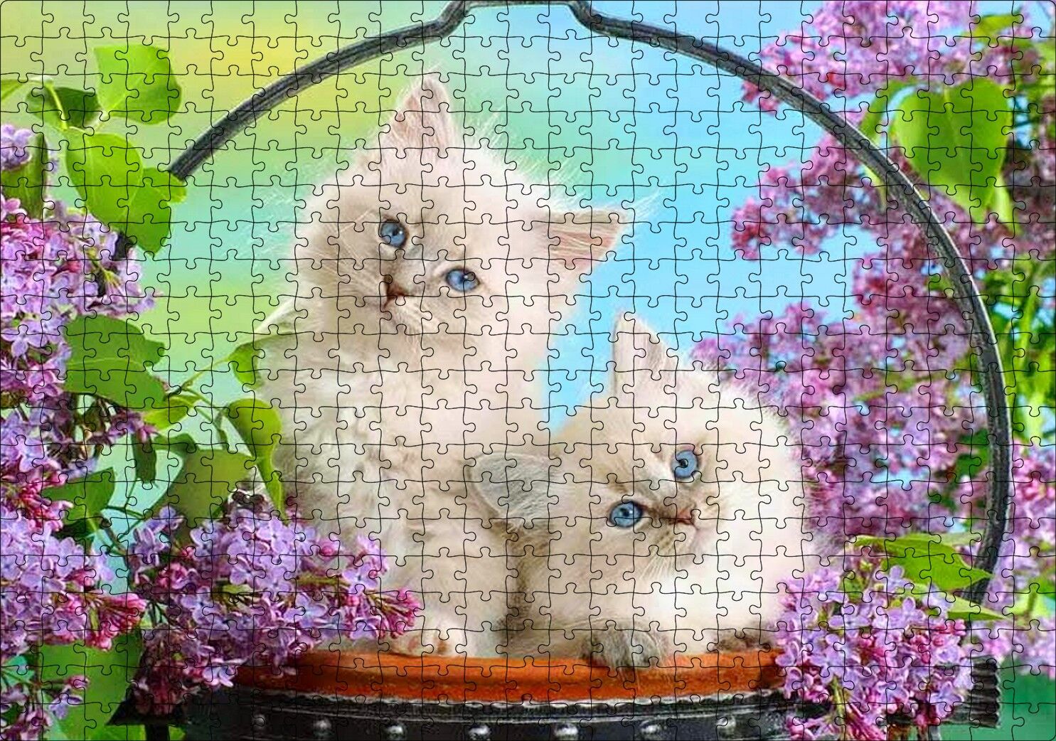 Çiçek Ve Sevimli Kediler Puzzle Yapboz MDF Ahşap 500 Parça 49 cm X 68 cm