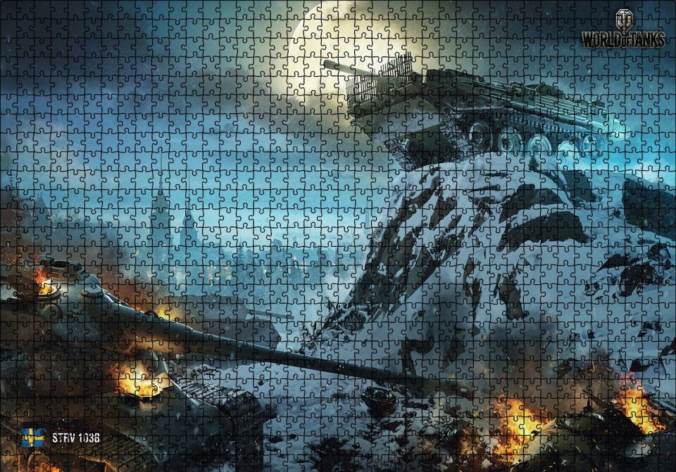 World of Tanks İsveç Tank Destroyeri Puzzle Yapboz MDF Ahşap 1000 Parça 49 cm X 68 cm