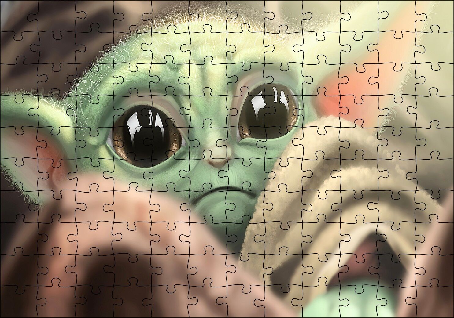 Üzgün Bebek Yoda Görseli Puzzle Yapboz MDF Ahşap