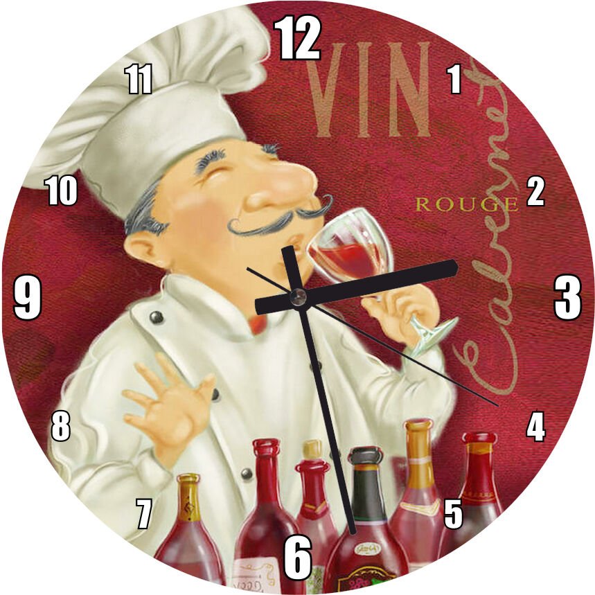 Şarap Tadan Aşçı  Mdf Ahşap Duvar Saati