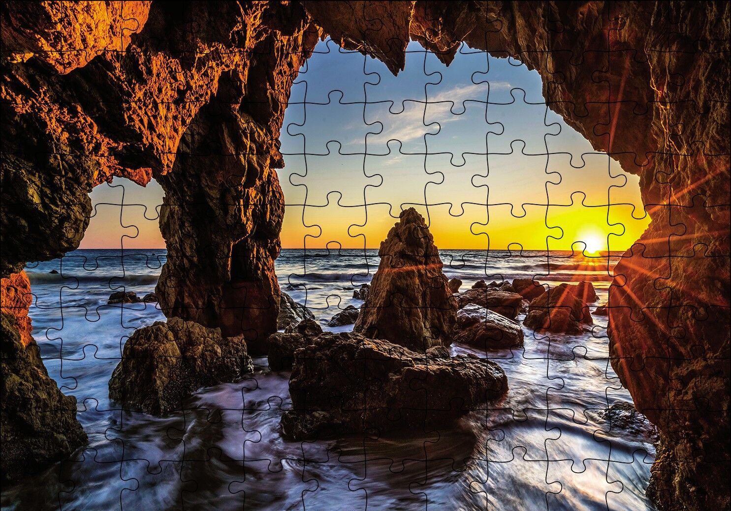 Deniz Güneş Mağara Puzzle Yapboz MDF Ahşap