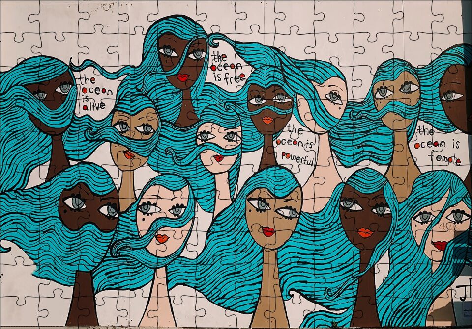 Kadınlar Okyanus Propagandası Puzzle Yapboz MDF Ahşap