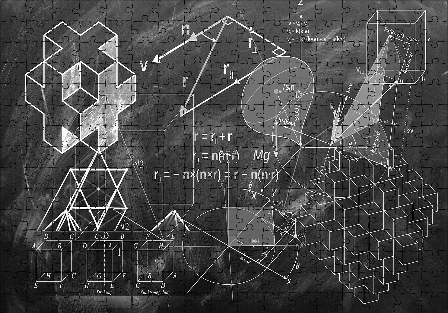 Geometri Puzzle Yapboz MDF Ahşap 255 Parça 34 cm X 49 cm
