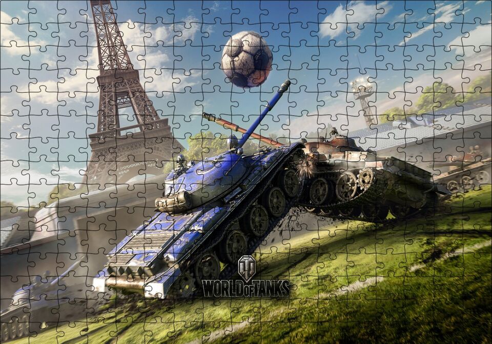 World of Tanks Paris'te Futbol Puzzle Yapboz MDF Ahşap 255 Parça 34 cm X 49 cm