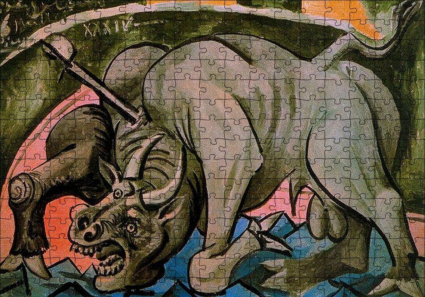 Dying Bull, 1934 by Pablo Picasso Puzzle Yapboz MDF Ahşap 255 Parça 34 cm X 49 cm