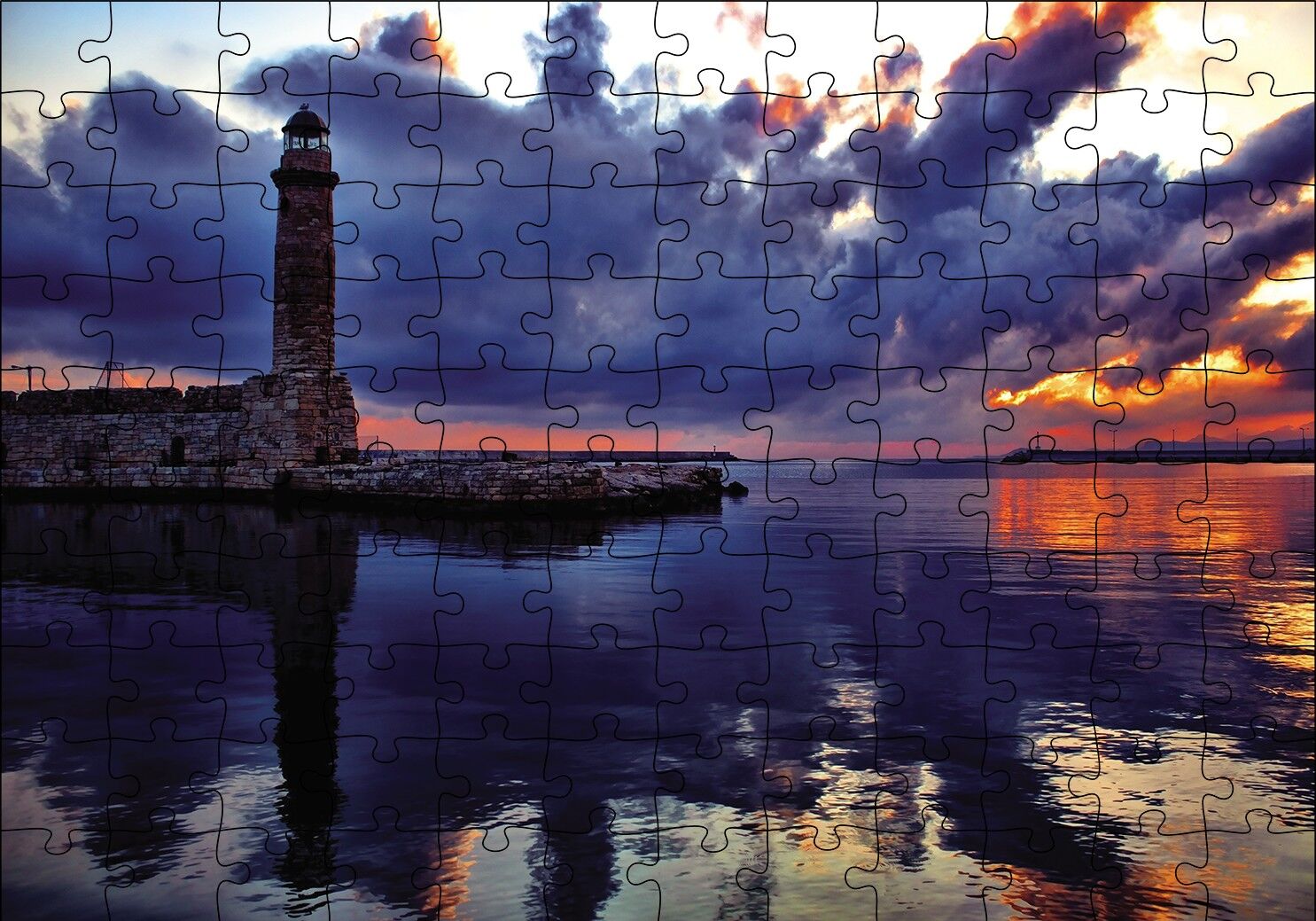 Deniz Feneri Gün Batımı Puzzle Yapboz MDF Ahşap