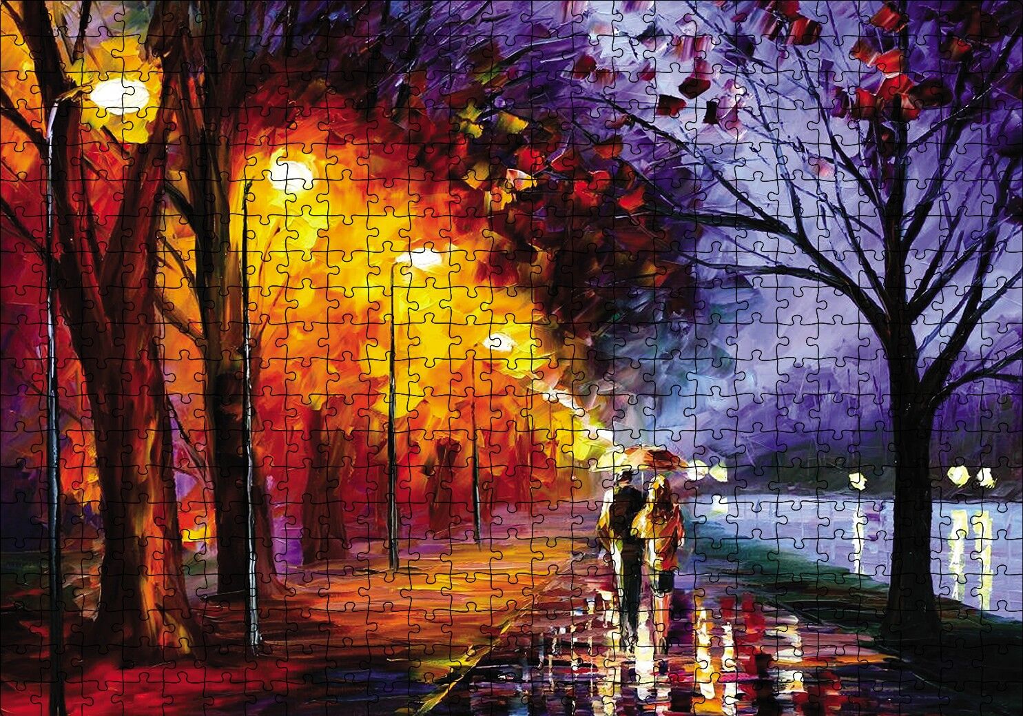 Yağmurda Yürüyen Çift Puzzle Yapboz MDF Ahşap 500 Parça 49 cm X 68 cm