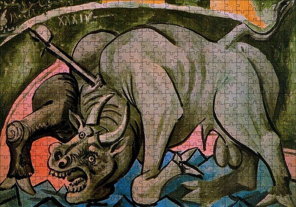Dying Bull, 1934 by Pablo Picasso Puzzle Yapboz MDF Ahşap 500 Parça 49 cm X 68 cm