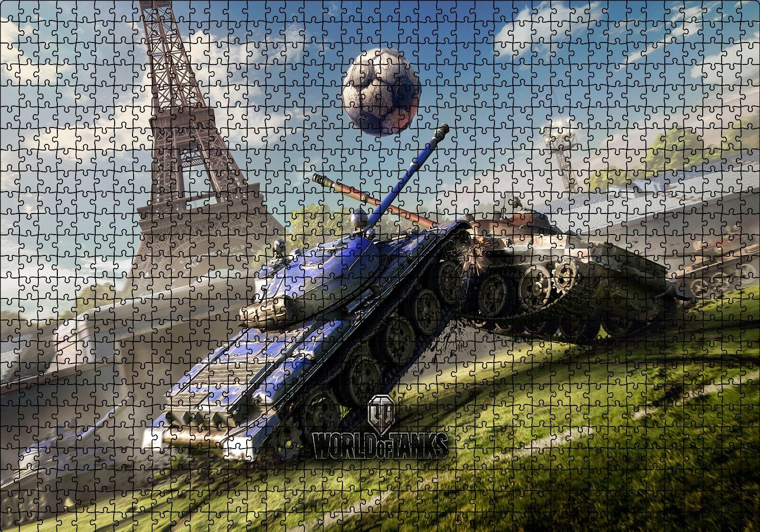 World of Tanks Paris'te Futbol Puzzle Yapboz MDF Ahşap 1000 Parça 49 cm X 68 cm