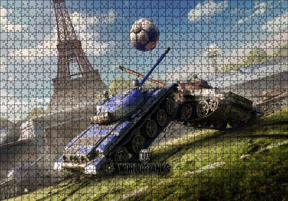 World of Tanks Paris'te Futbol Puzzle Yapboz MDF Ahşap 1000 Parça 49 cm X 68 cm