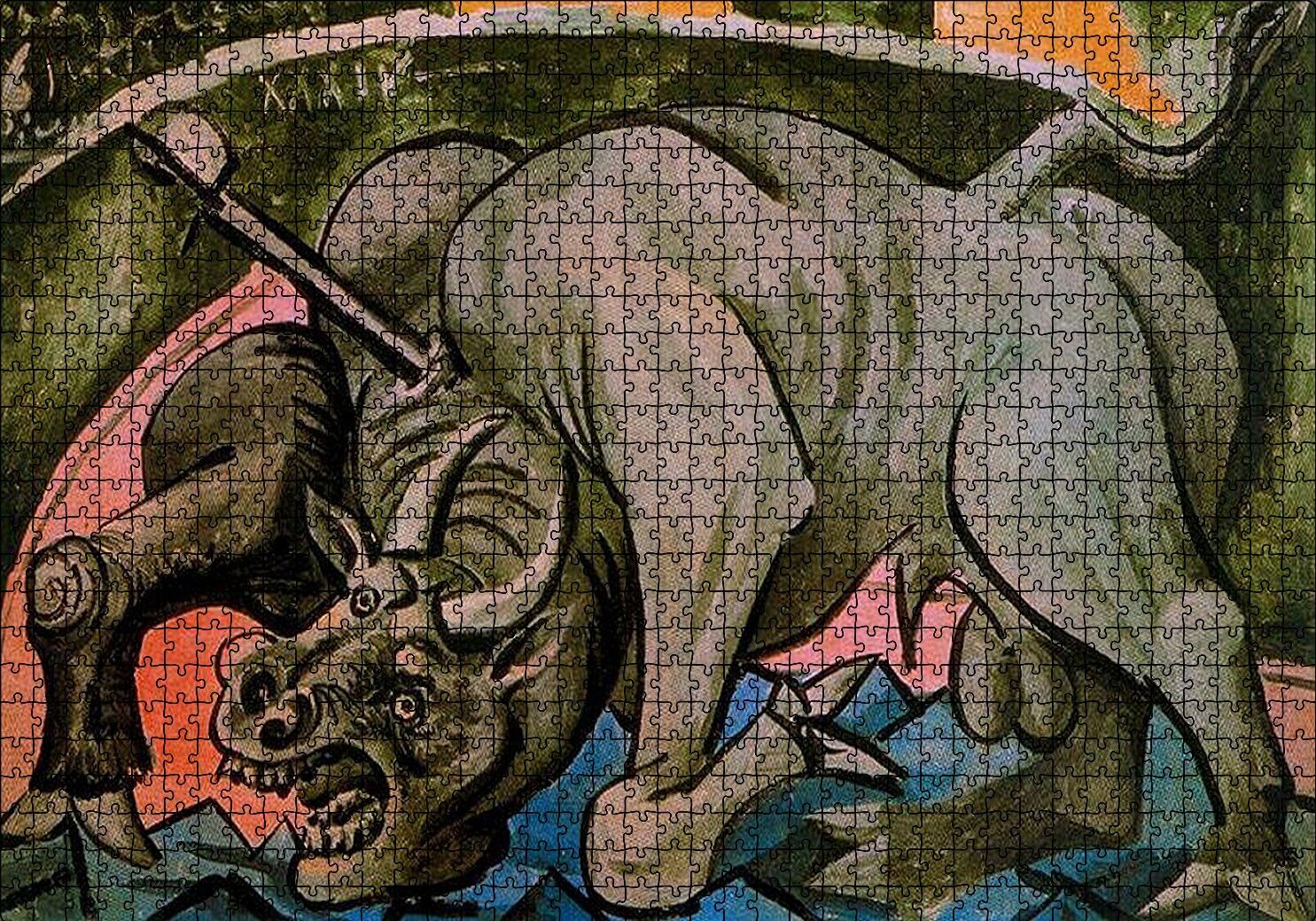 Dying Bull, 1934 by Pablo Picasso Puzzle Yapboz MDF Ahşap 1000 Parça 49 cm X 68 cm