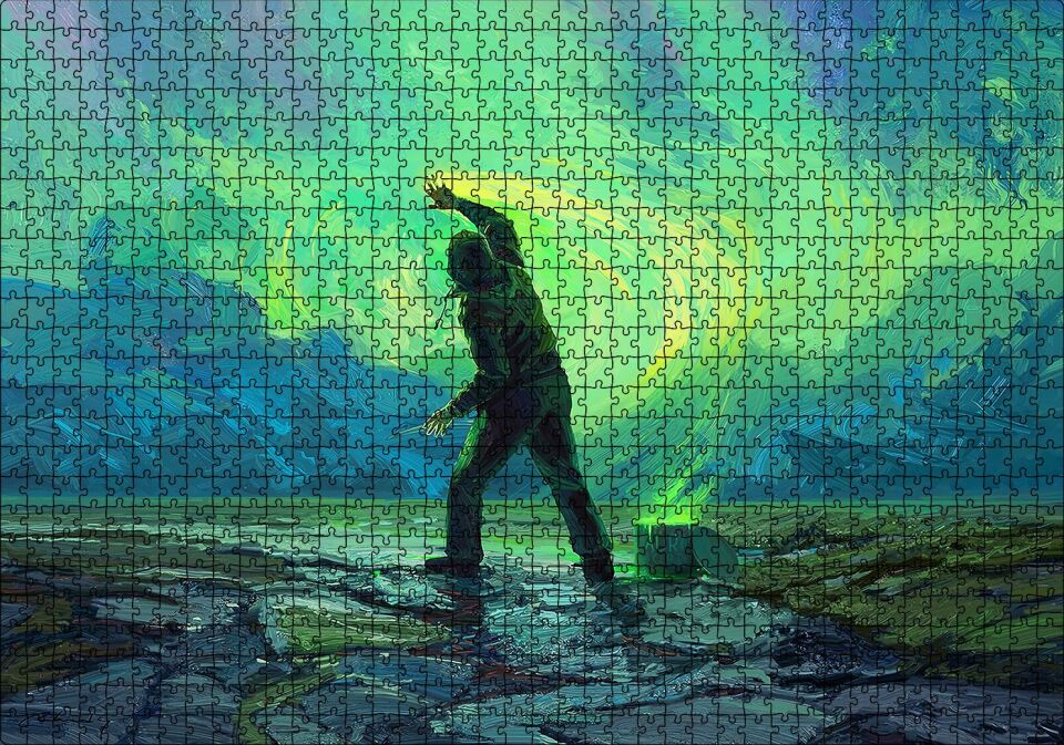Gökyüzünü Boyayan Adam Puzzle Yapboz MDF Ahşap 1000 Parça 49 cm X 68 cm