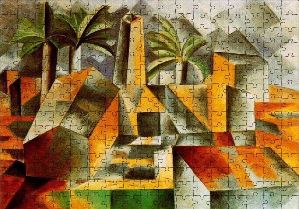 Factory at Horto de Ebro, 1909 by Pablo Picasso Puzzle Yapboz MDF Ahşap 255 Parça 34 cm X 49 cm