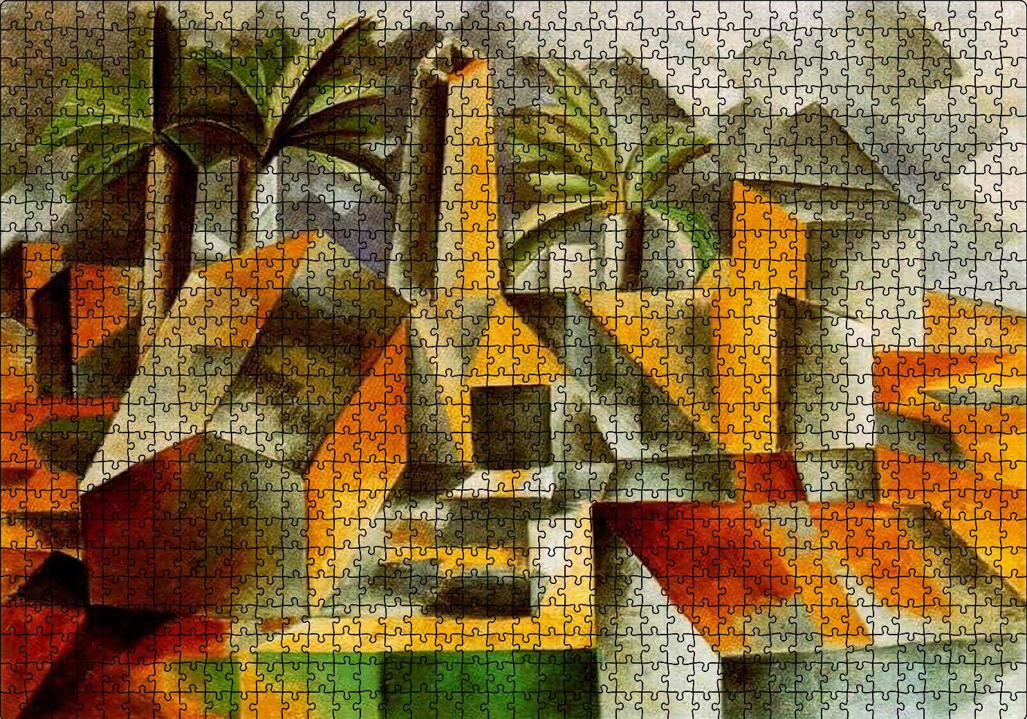 Factory at Horto de Ebro, 1909 by Pablo Picasso Puzzle Yapboz MDF Ahşap 1000 Parça 49 cm X 68 cm