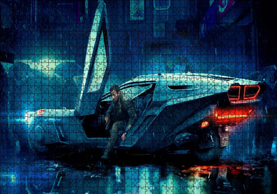 Bıçak Sırtı Ryan Gosling ve Aracı Görsel Puzzle Yapboz MDF Ahşap 1000 Parça 49 cm X 68 cm